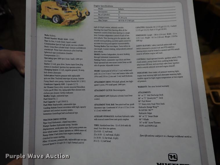 image for item FH9638 Hustler 4600 ZTR lawn mower
