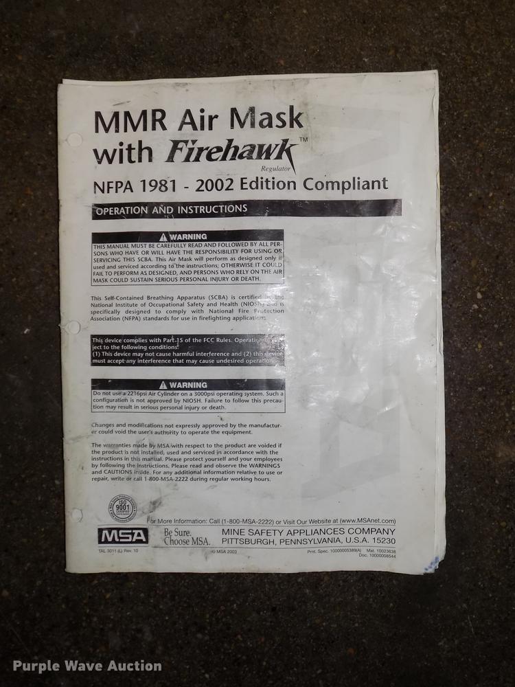 image for item G1617 (7) MSA Custom 4500 UltraLite MMR self-contained breathing apparatus