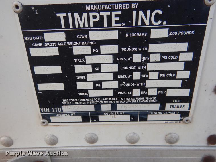 image for item FA9257 2000 Timpte double hopper bottom grain trailer