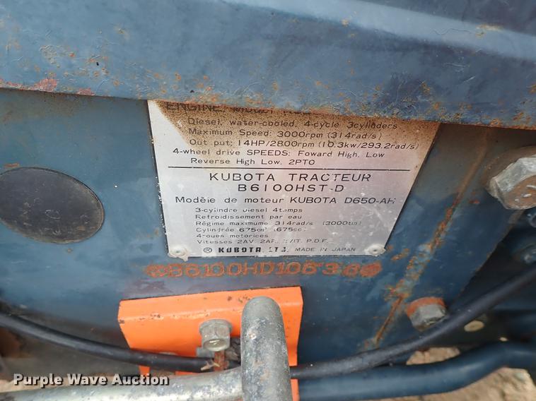 image for item FL9501 Kubota B6100HST MFWD tractor