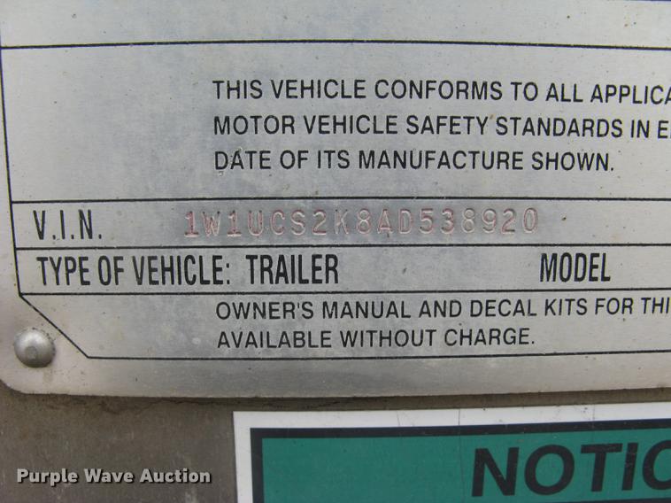 image for item DC1339 2010 Wilson Silver Star PSDCL-402 livestock trailer