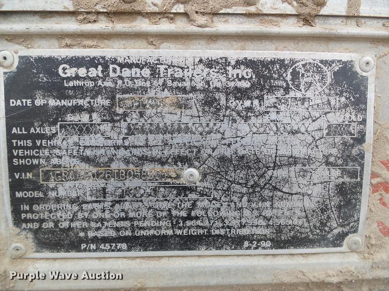 image for item DF2948 1996 Great Dane 7311TL dry van trailer