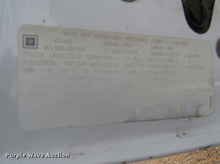 image for item DB6878 1993 Chevrolet 1500 pickup truck