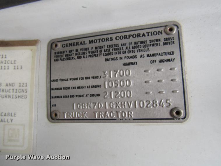 image for item DB6882 1987 Chevrolet Kodiak flatbed truck