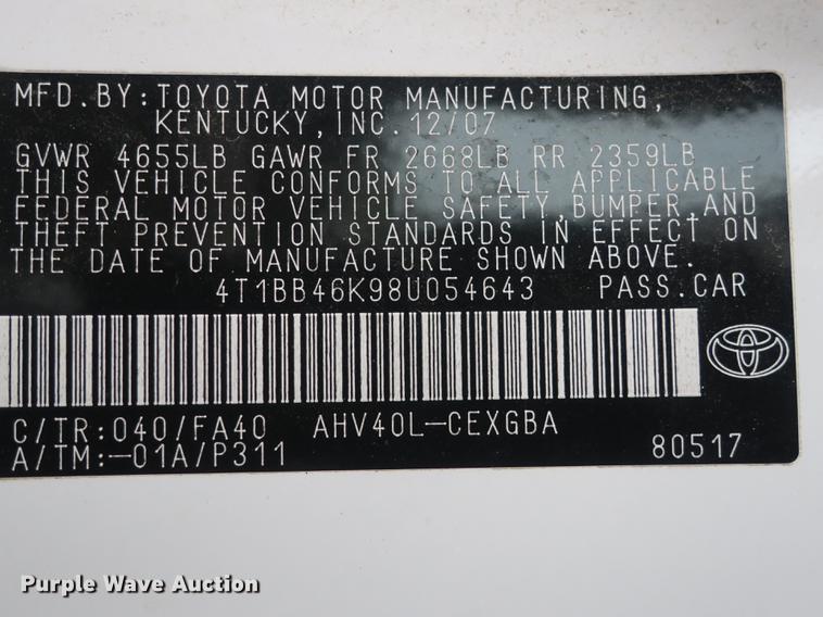 image for item DB8909 2008 Toyota Camry