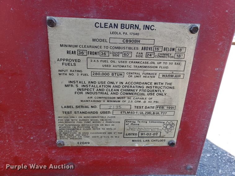 image for item DD3950 Clean Burn CB90BH furnace