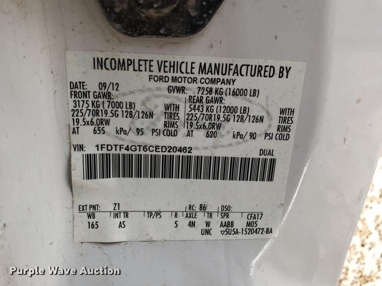 image for item DD3981 2012 Ford F450 Super Duty utility truck