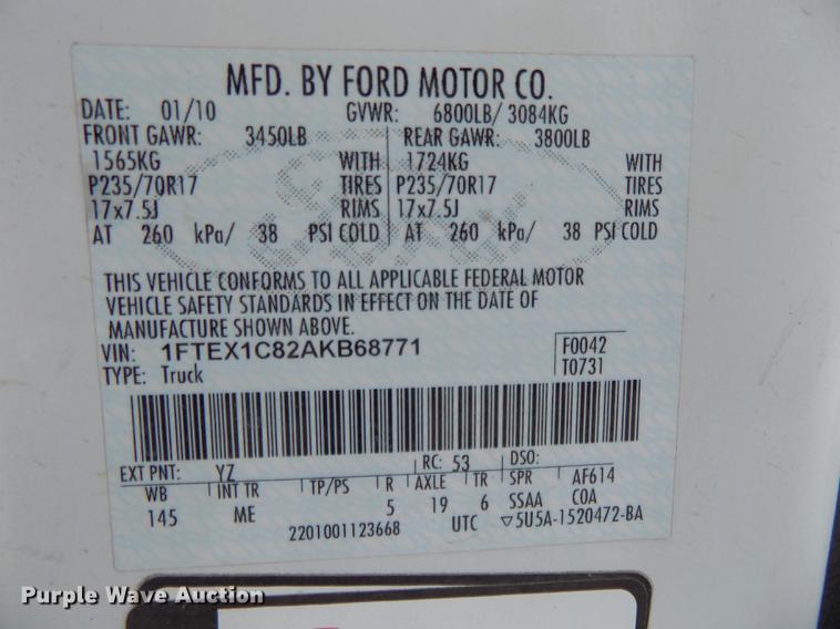 image for item DE7599 2010 Ford F150 XLT SuperCab pickup truck