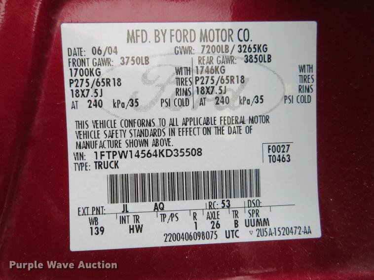 image for item DG3850 2004 Ford F150 Lariat SuperCrew pickup truck