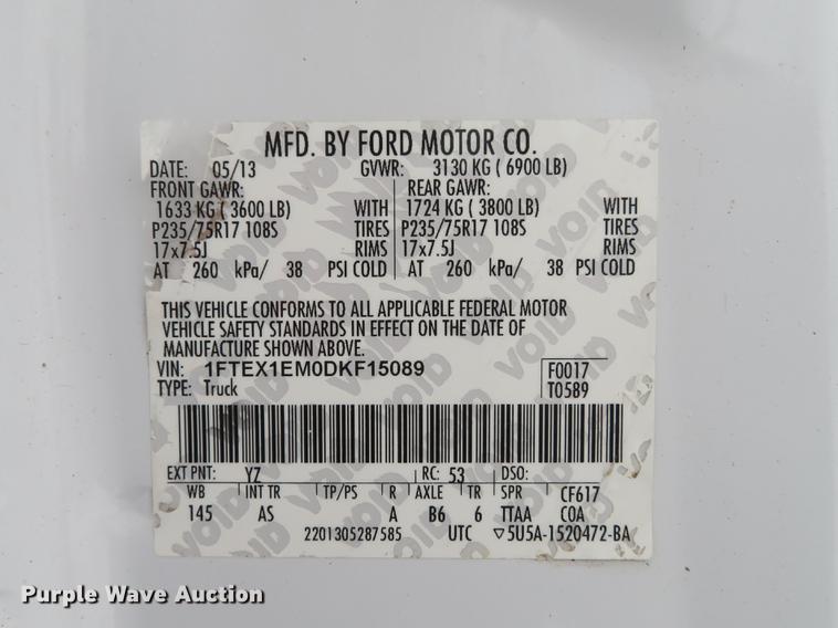 image for item DG3867 2013 Ford F150 XLT SuperCab pickup truck