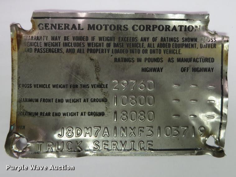 image for item DG3881 1985 GMC W7R042 flatbed truck