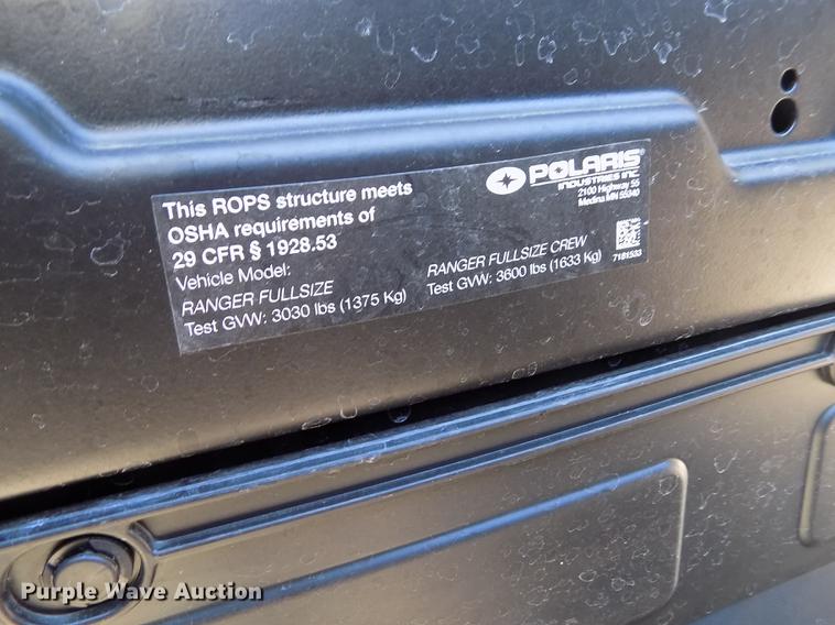 image for item DY9249 2017 Polaris Ranger Crew XP1000 utility vehicle