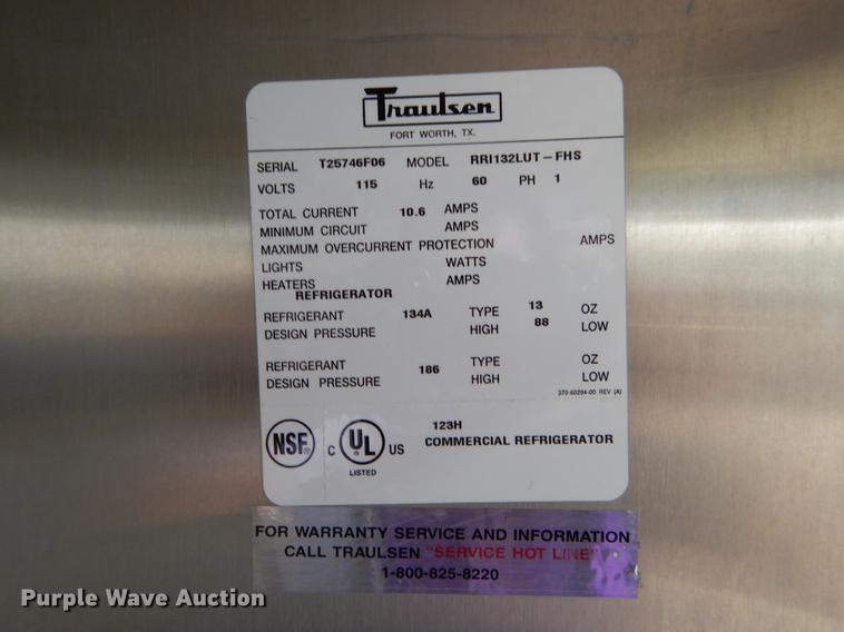 image for item EB9666 Traulsen RRI132LUT-FHS stainless steel refrigerator
