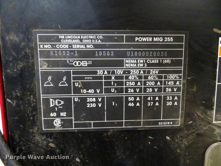 image for item EV9577 Lincoln Power MIG 255 welder