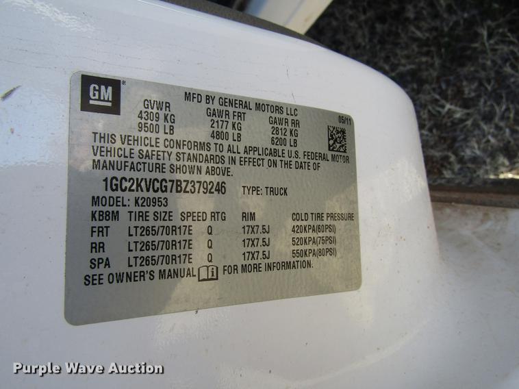 image for item FO9259 2011 Chevrolet Silverado 2500HD Ext. Cab utility bed pickup truck