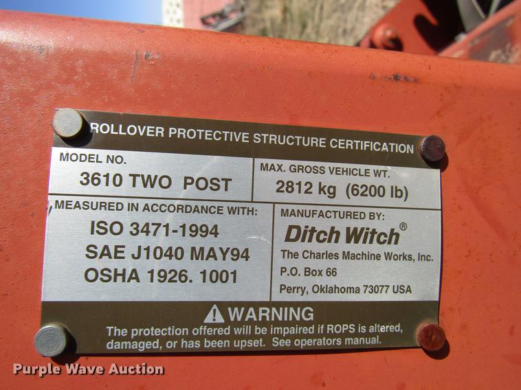 image for item FO9261 2002 Ditch Witch 3610 trencher