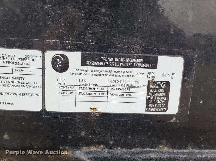 image for item AV9309 2016 Load Trail tilt deck utility trailer