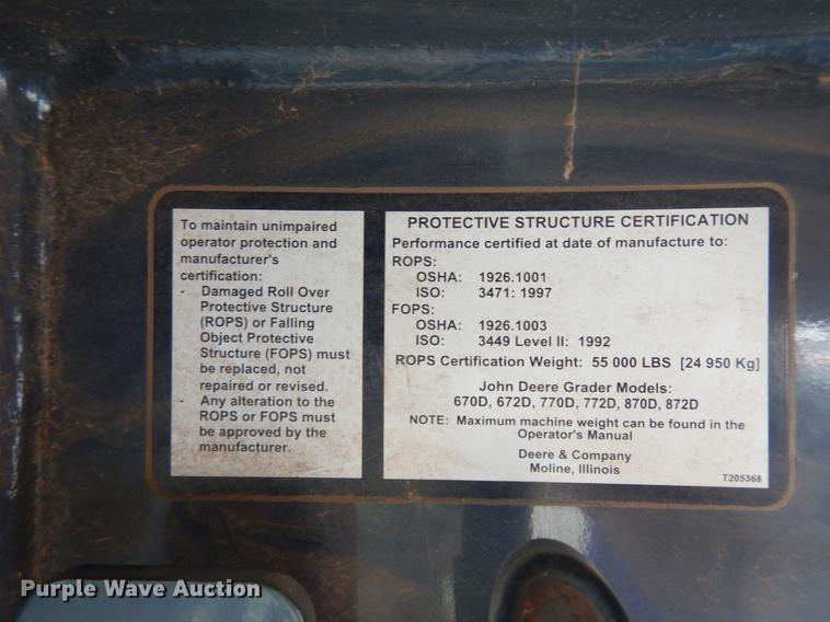 image for item DD3640 2009 John Deere 772D motor grader