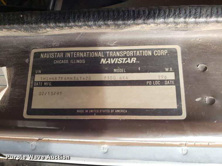 image for item DD3962 1991 International 8300 dump truck