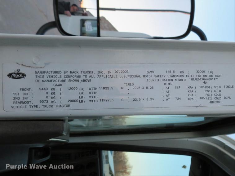 image for item DG3849 2004 Mack CX612 dump truck