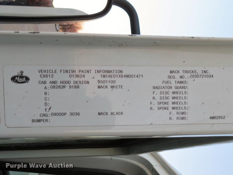 image for item DG3849 2004 Mack CX612 dump truck