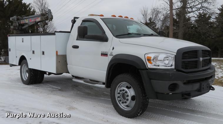 image for item DG3869 2008 Dodge Ram 5500HD utility truck with crane
