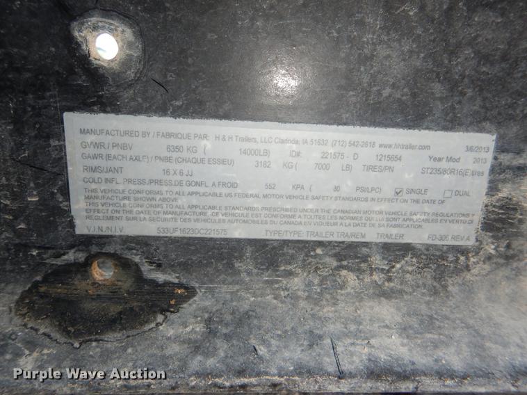 image for item EA9143 2013 H&H Mini Mud Jacking trailer