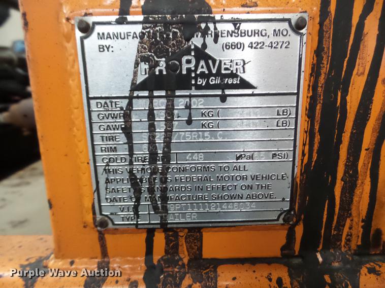 image for item EW9936 2002 Gilcrest TW250 asphalt tack trailer