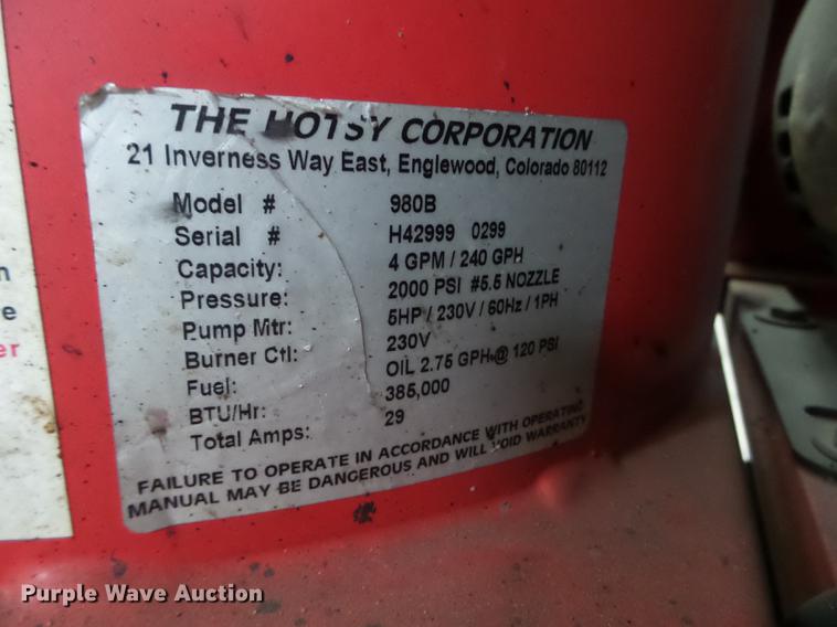 image for item EW9940 Hotsy 980B pressure washer