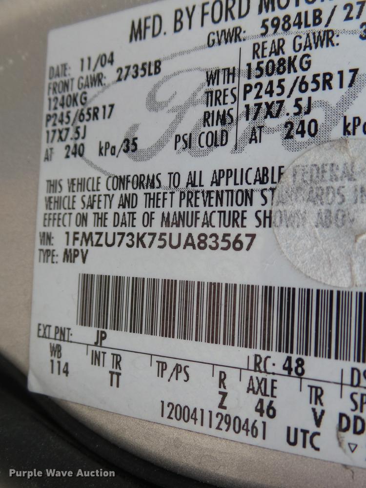 image for item DD2341 2005 Ford Explorer SUV