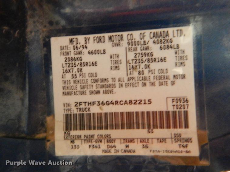 image for item DE0127 1994 Ford F350 XLT brush fire truck