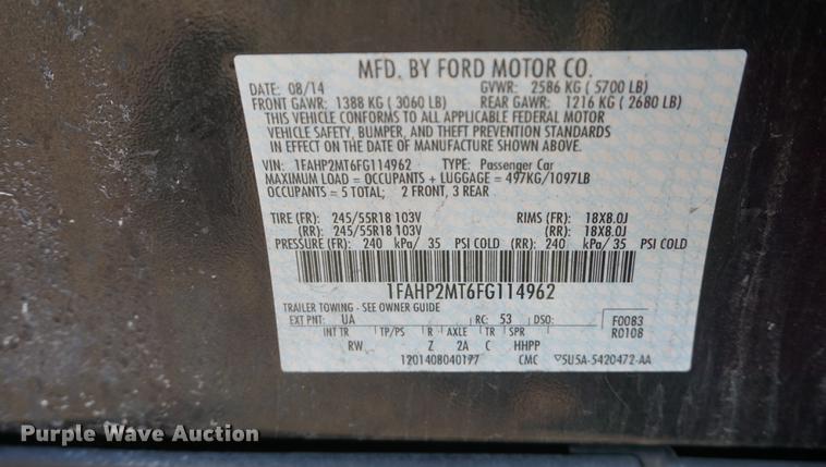 image for item DE3388 2015 Ford Taurus Police Interceptor