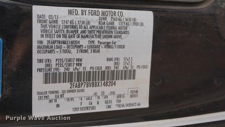 image for item DE3391 2011 Ford Crown Victoria Police Interceptor