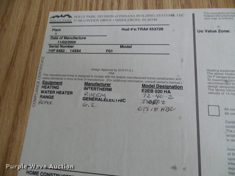 image for item DF7109 2005 mobile home