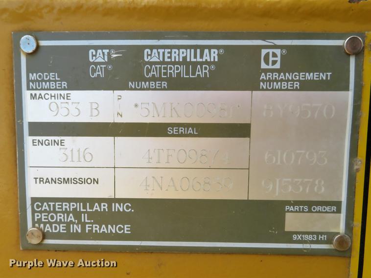 image for item DG3883 1993 Caterpillar 953B track loader