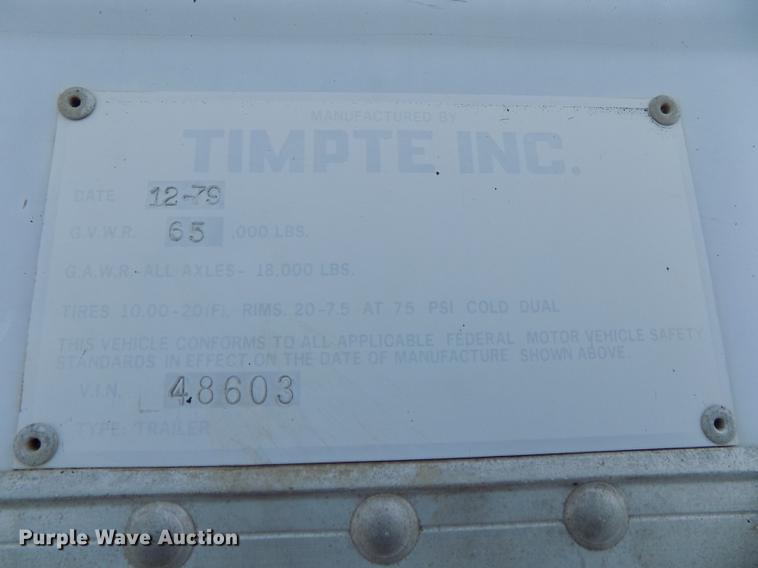 image for item DE7608 1980 Timpte double hopper bottom grain trailer