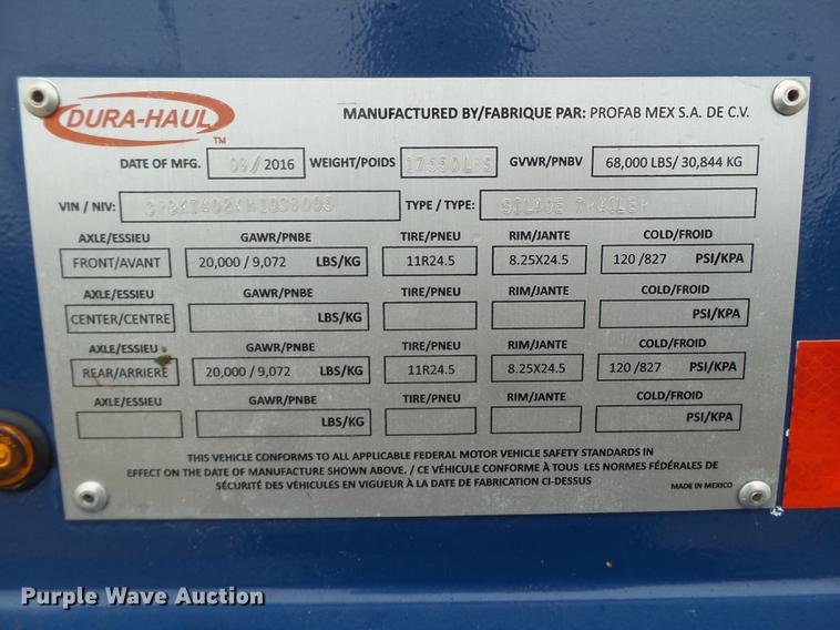 image for item FF9758 2017 Dura Haul silage trailer