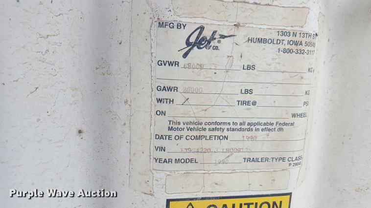 image for item FF9763 1990 Jet double hopper bottom grain trailer
