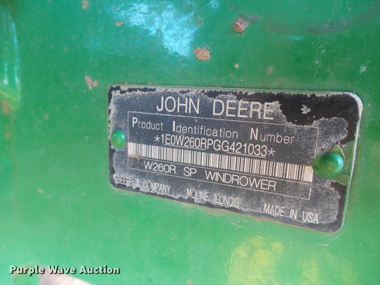 image for item FS9501 2016 John Deere W260 windrower