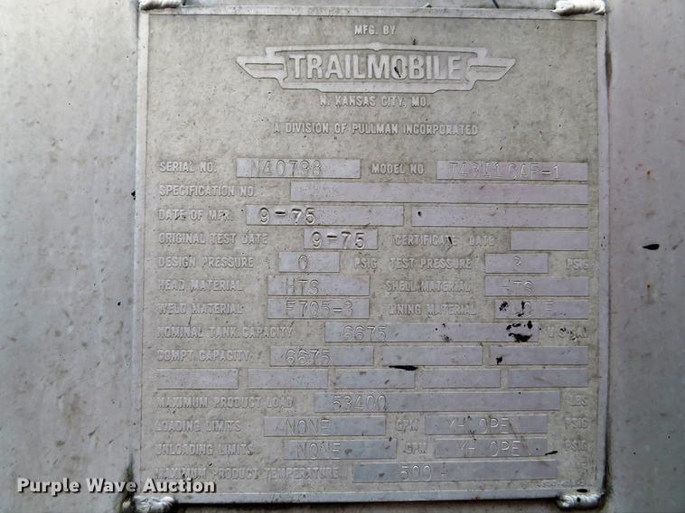 image for item DG3880 1976 Trailmobile T43I1CAF-1 tank trailer