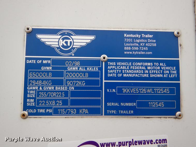 image for item FM9942 1998 Kentucky jobsite dry van trailer