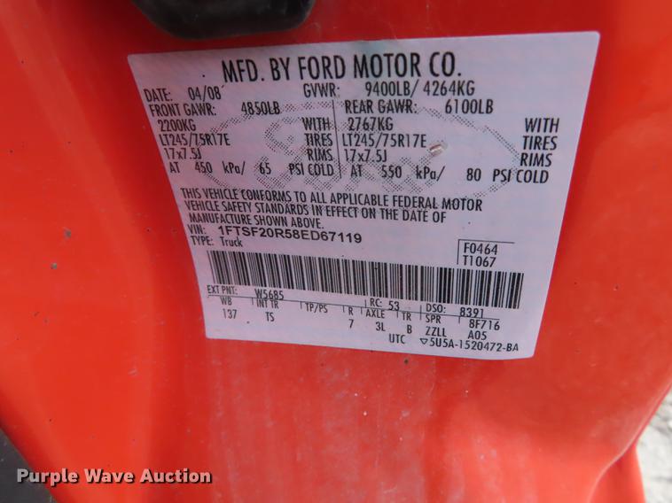 image for item AY9614 2008 Ford F250 Super Duty utility bed pickup truck