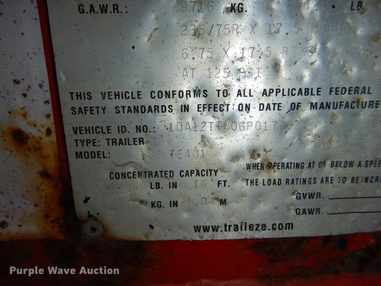 image for item DE0108 2006 Trail-Eze TE401 tilt deck equipment trailer