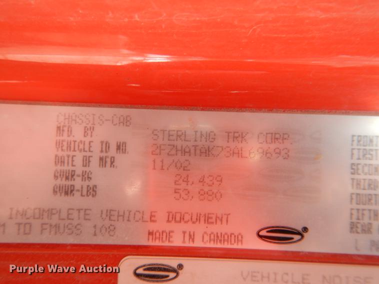 image for item DE0114 2003 Sterling LT7500 dump truck