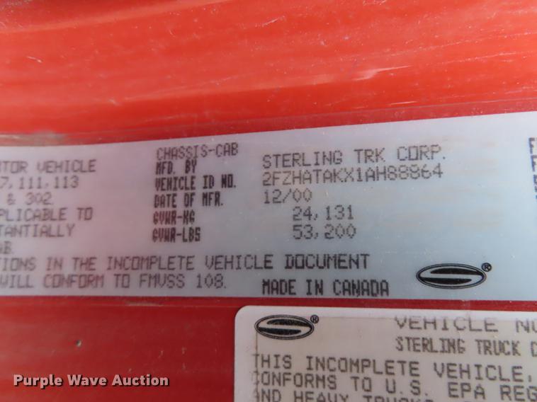 image for item DN9096 2001 Sterling LT7500 dump truck