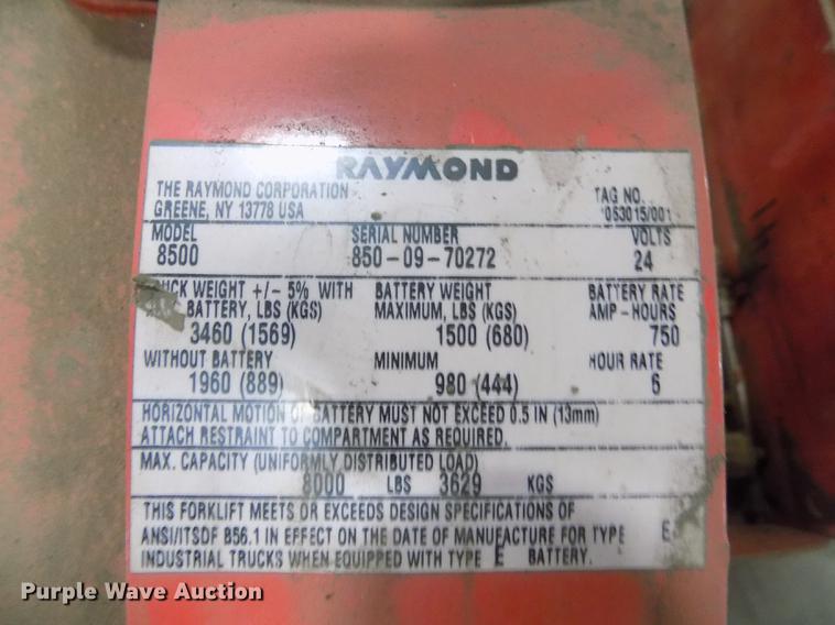 image for item DB9001 Raymond 8500 pallet jack