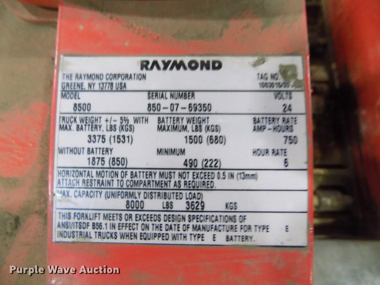 image for item DB9003 Raymond 8500 pallet jack