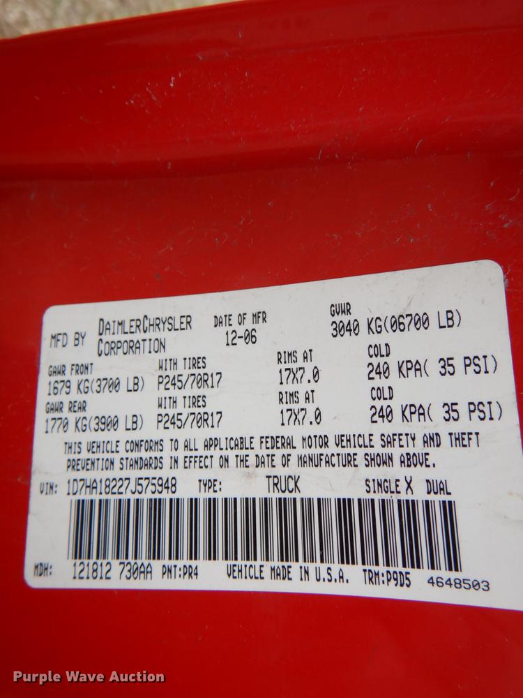 image for item DE6032 2007 Dodge Ram 1500 Quad Cab pickup truck