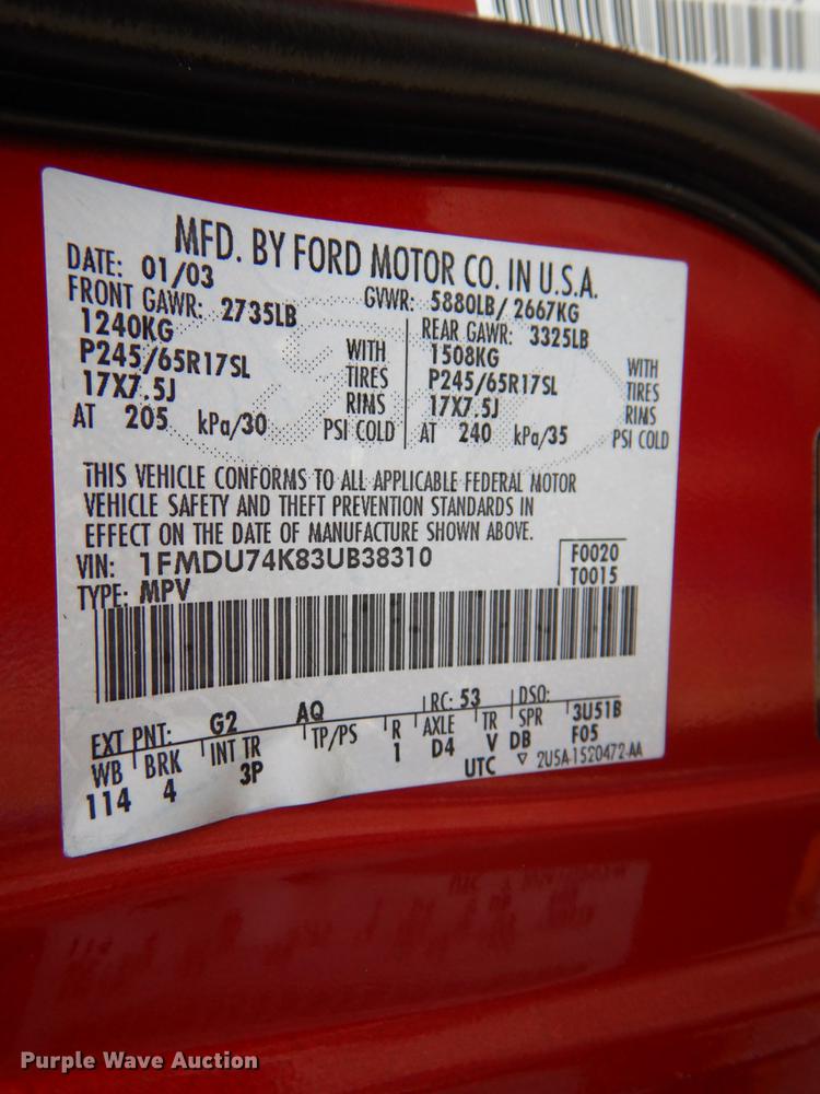image for item DE6035 2003 Ford Explorer Eddie Bauer SUV