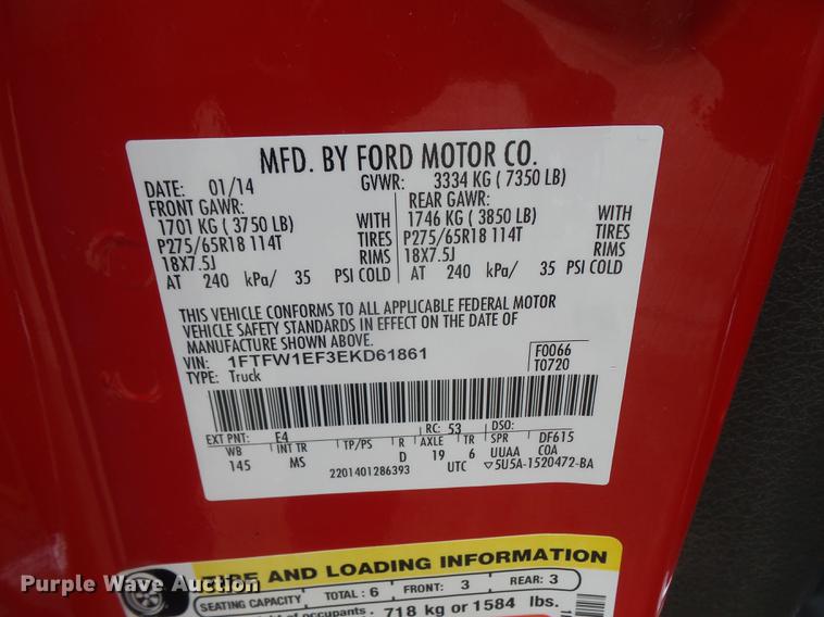 image for item DF7670 2014 Ford F150 Super Crew pickup truck